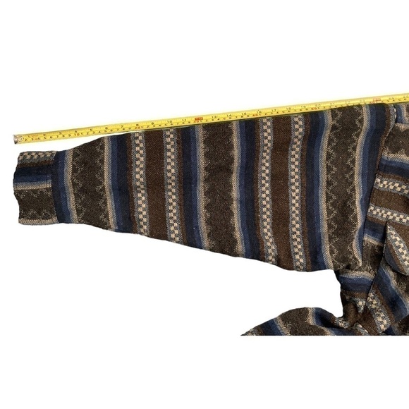 Vintage striped geometric Aztec wool blend woven flannel button down shirt - Picture 7 of 11